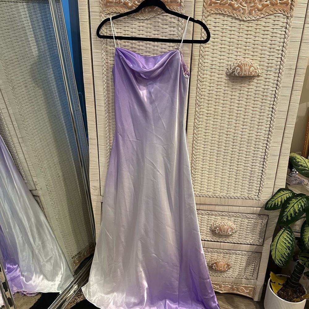 Dave & Johnny Lavender Ombre Evening Gown
